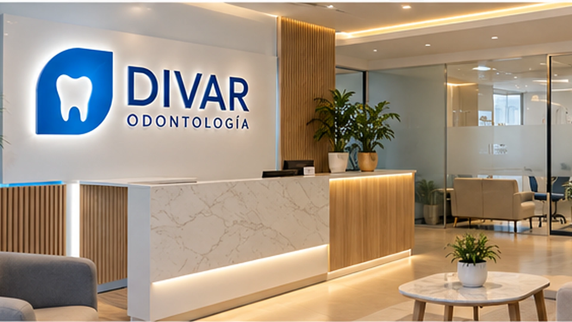 Recepción del centro con el logo de DIVAR
